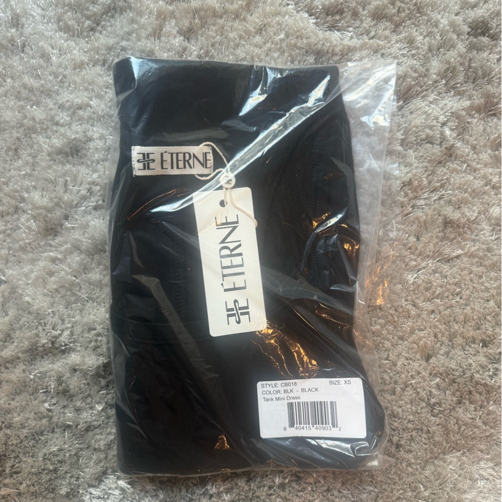 NWT Eterne Black Mini Tank Dress, XS - Picture 4 of 5